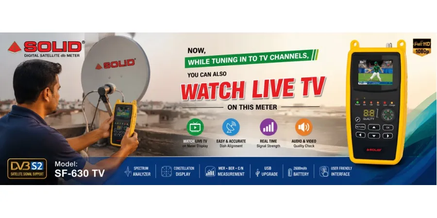 Watch Live TV While Aligning Your Satellite Dish with the SOLID SF-630 TV Meter.